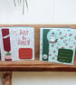 Set of 2 Christmas cards Santa, snow globes and candy canes. 