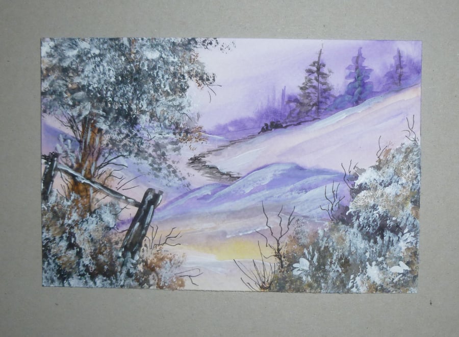 original art small format winter snow painting ( ref FA 615 F1 )
