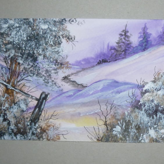 original art small format winter snow painting ( ref FA 615 F1 )