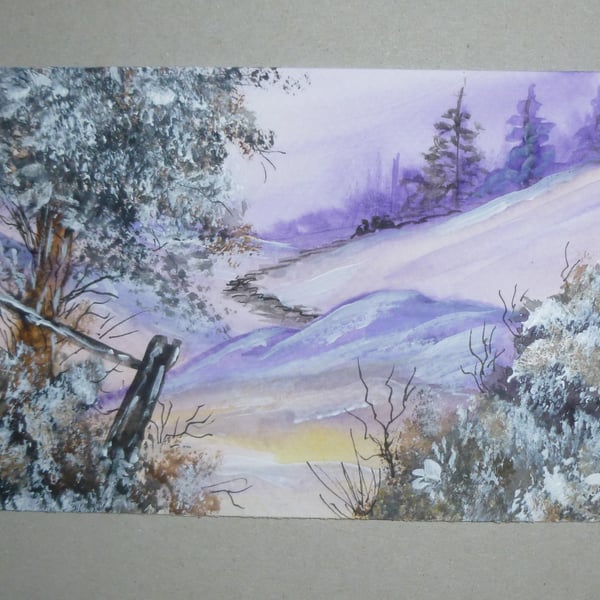 original art small format winter snow painting ( ref FA 615 F1 )