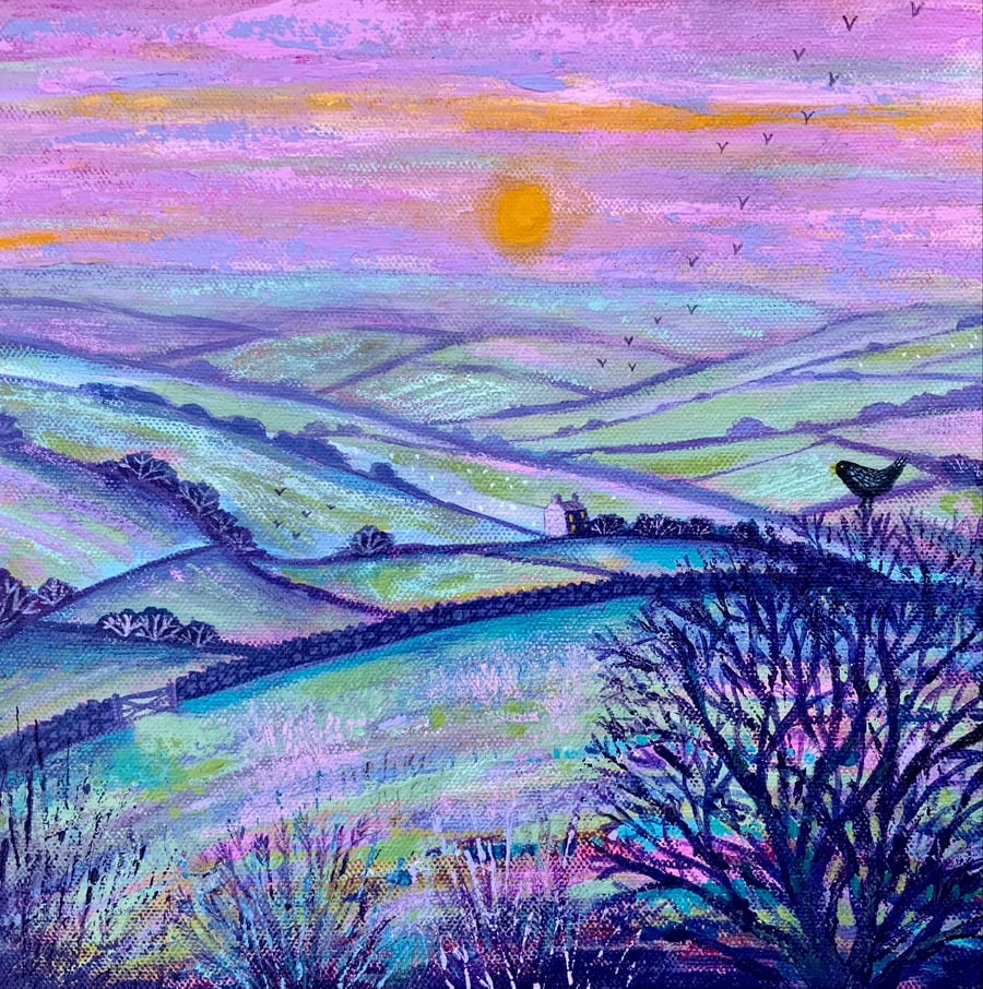 Moorland Sunset, original painting 