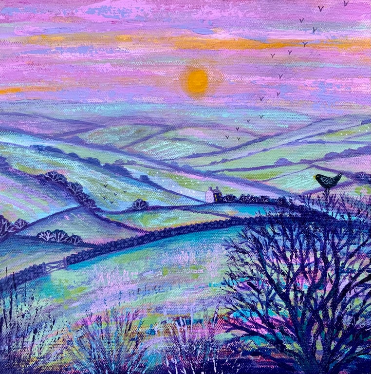 Moorland Sunset, original painting 