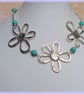 Chunky Flower Necklace with Turquoise Howlite Beads