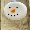 Fused Glass Snowman Face Decoration