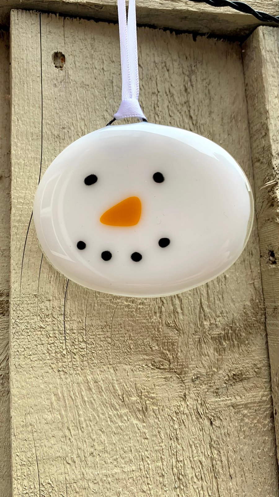 Fused Glass Snowman Face Decoration