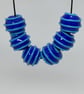 Handmade blue stripey lamp work glass beads - Image 4
