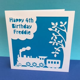 Personalised Steam Train Birthday Card for a Child