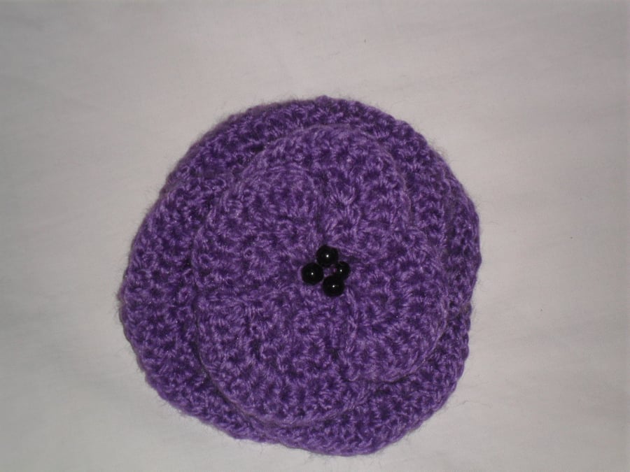 Hair Clip purple crochet Poppy