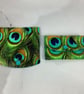 Peacock feathers card case, Peacocks travel pass holder, Handmade - Image 9