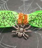 Green Spider Web Hair Bow: Silver Spider Charm Barrette - Image 5