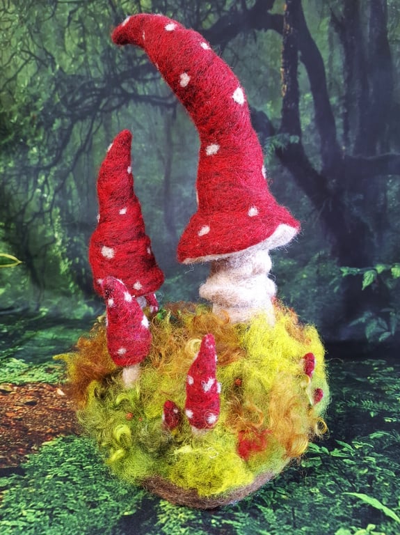 A Piece of Enchanted Woodland. Needle Felted with Wool Fibres. 