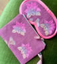 Dusty Pink Linen Lotus Flower Zip-Up Pouch - Image 5