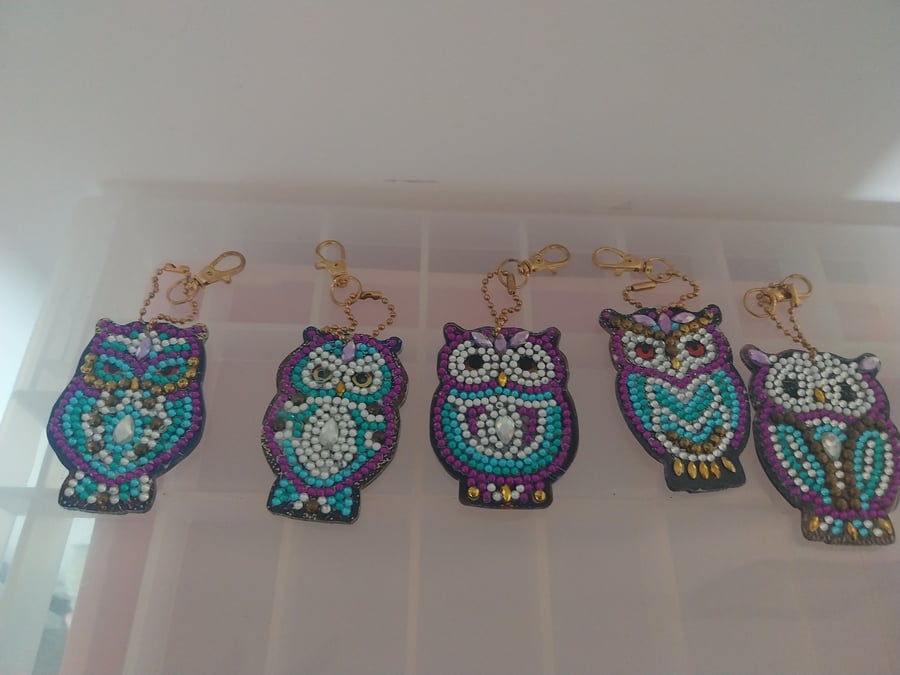 Diamond Art Owl Keyrings