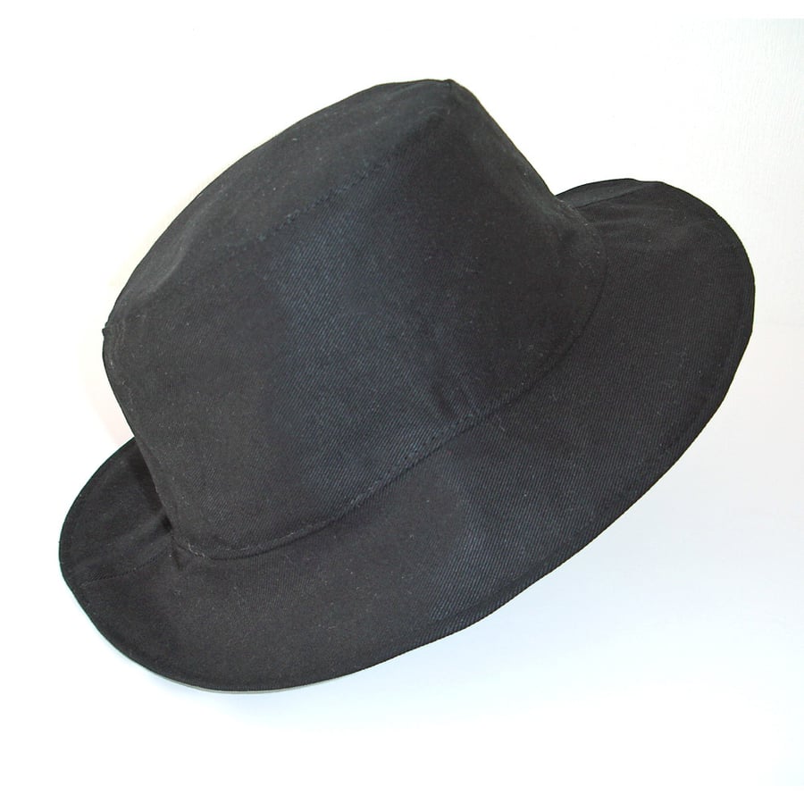 Black Hat Bucket Hat Plain Black Sun Hat Reversible Summer Hat