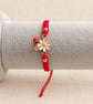 Red Macramé Bracelet with Daisy and Ladybird Charms – Adjustable - Image 2
