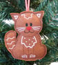 Gingerbread Cat hanging decoration, felt decoration