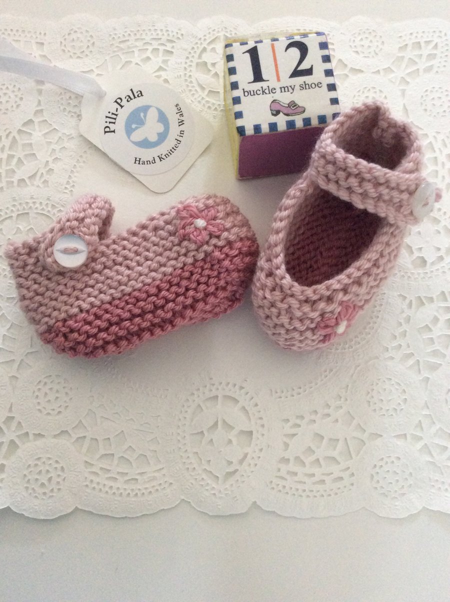 Hand knitted Mary Jane Baby Shoes