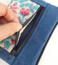 Two-section purse in dark denim and Liberty bird print - Image 5