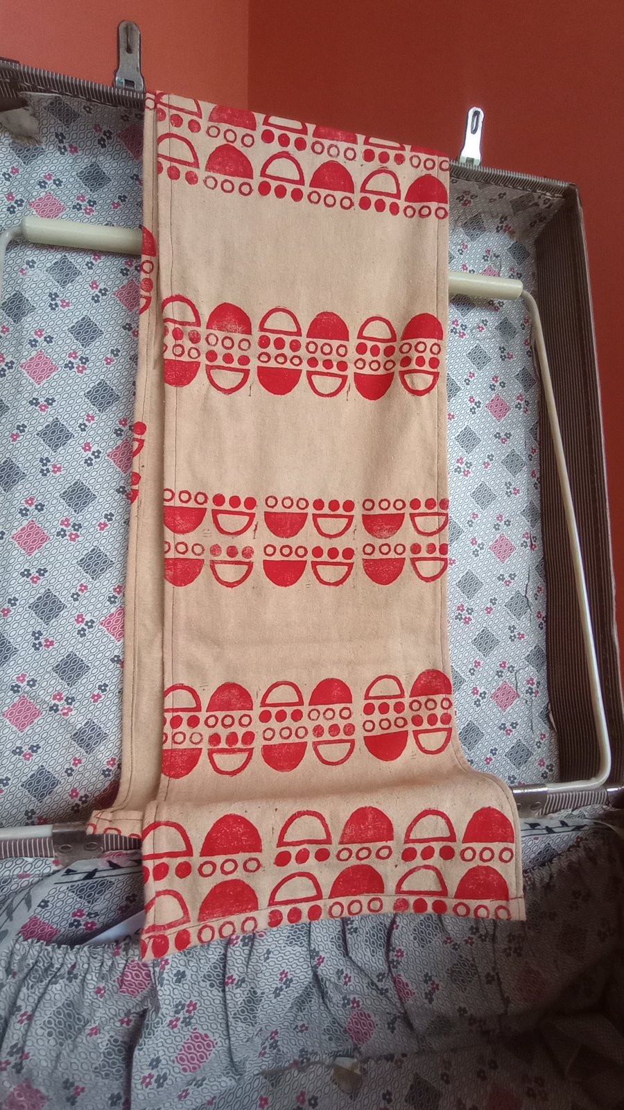 Plant Dyed Circle Block Printed Silk Noile Scarf