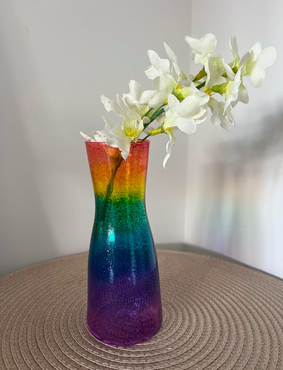 Rainbow Bud Vase Hand Painted