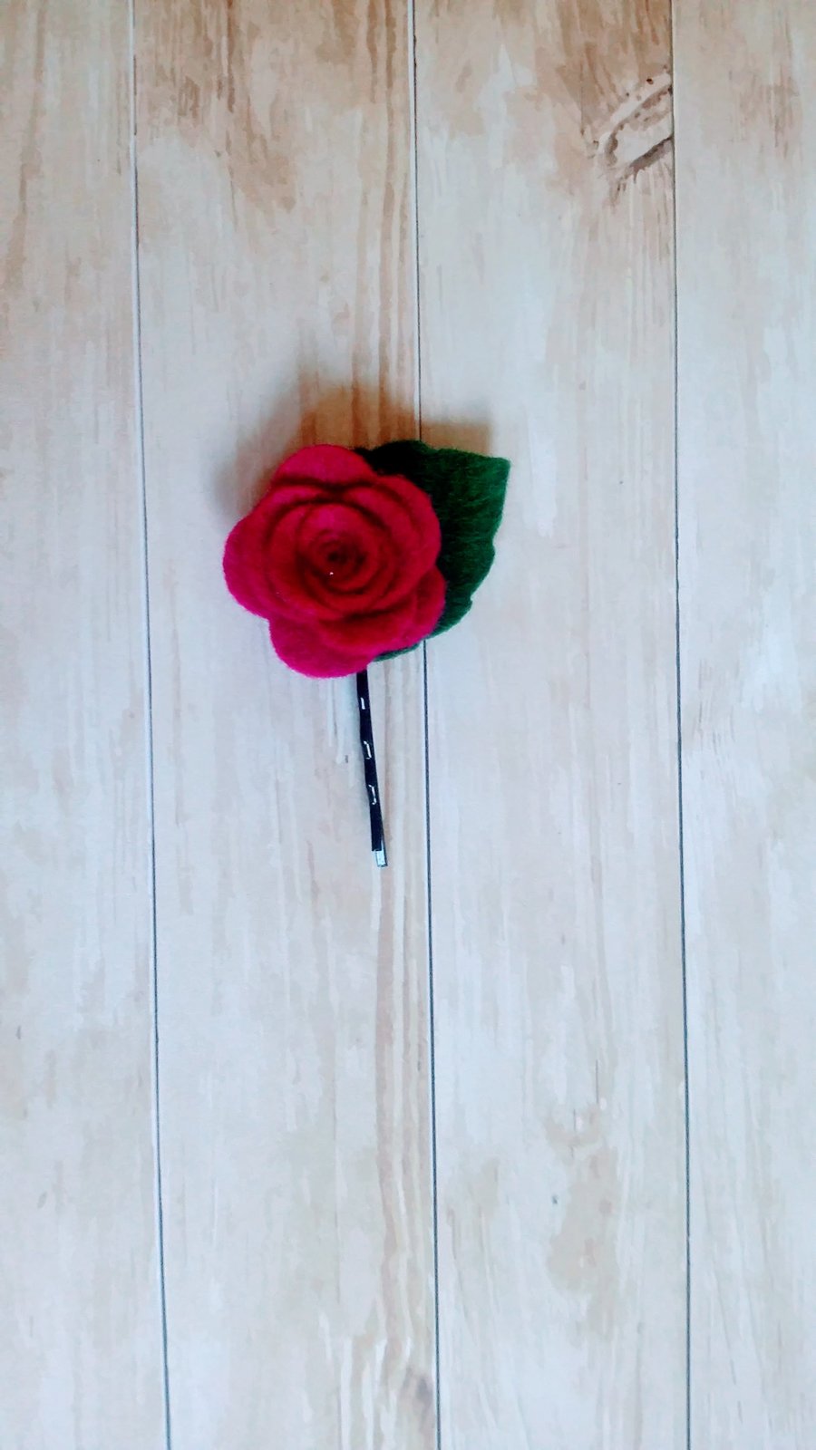 Red felt flower bobby pin floral hair clip