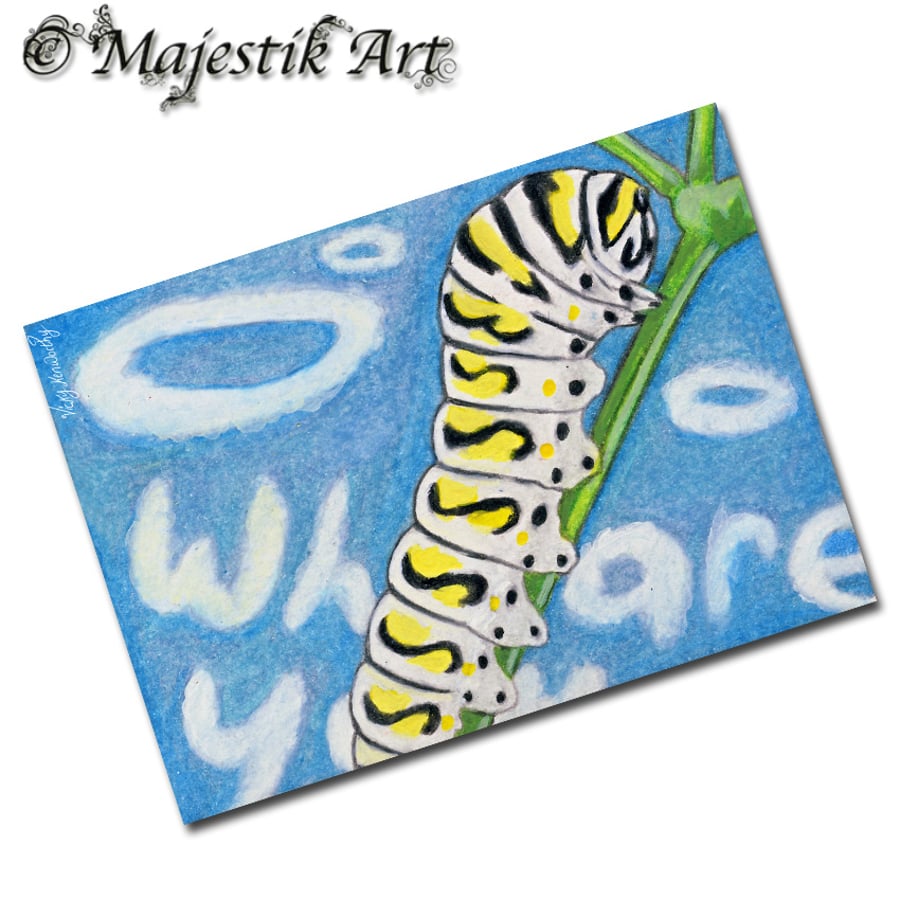 Archival ACEO Alice in Wonderland Print 'Caterpillar' By V Kenworthy
