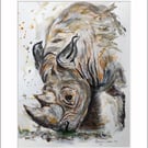 Original acrylic painting of a Rhinoceros 