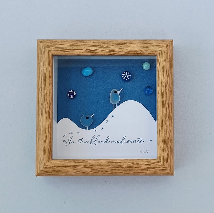 Mini "In the Bleak Midwinter" Christmas Art - Wood Frame