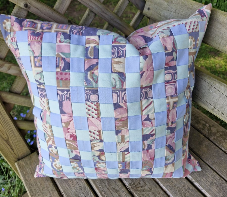 Gorgeous hand crafted woven fabric 45cm cushion with new pad