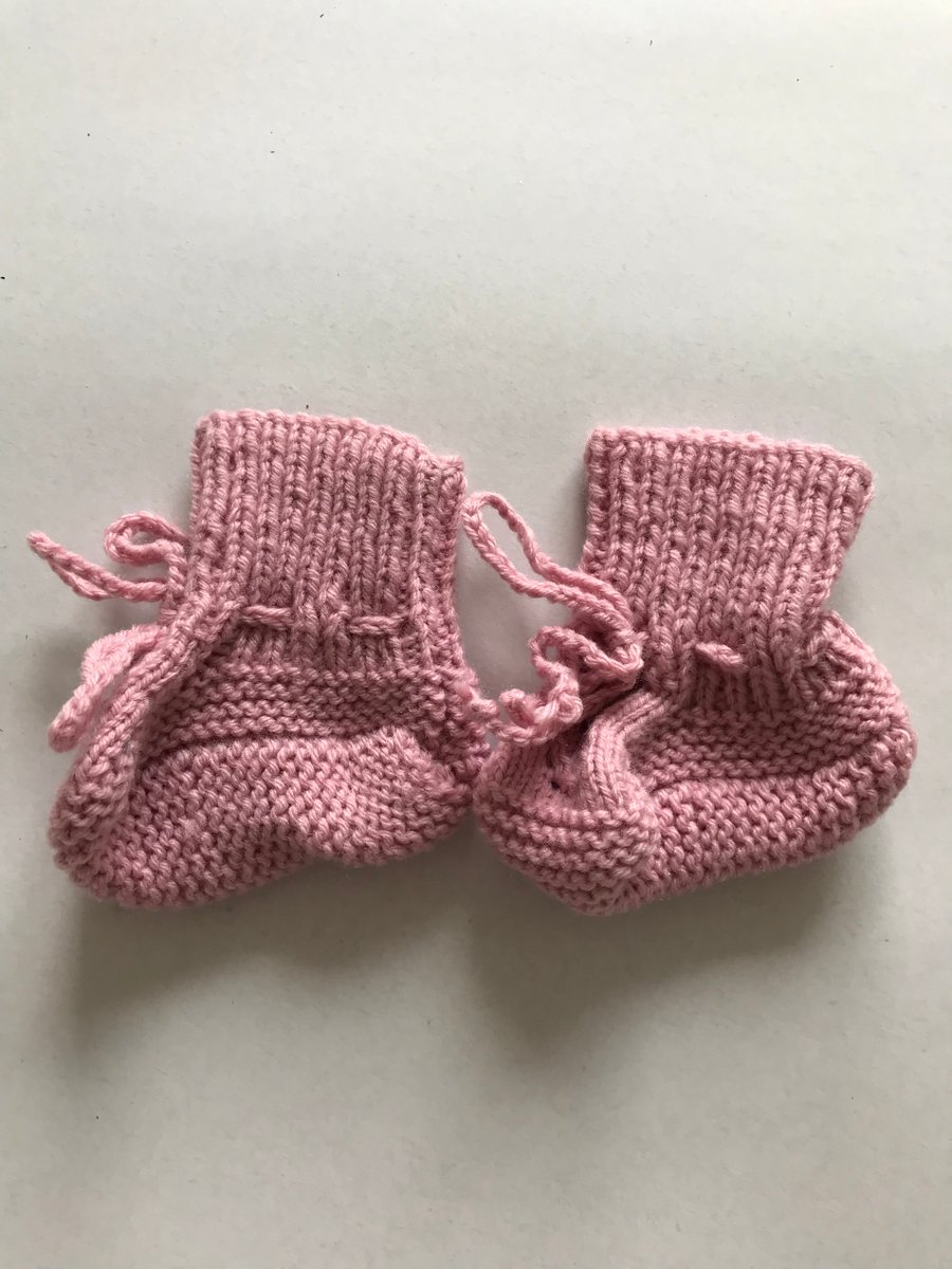 Hand knitted baby bootees