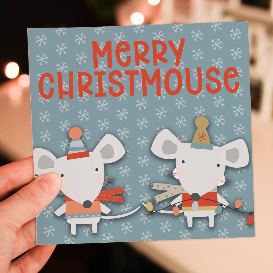Mouse mice Christmas Holiday card: Merry Christmouse