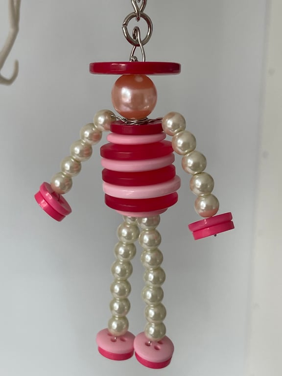 Button Person Handbag Charm or Keyring