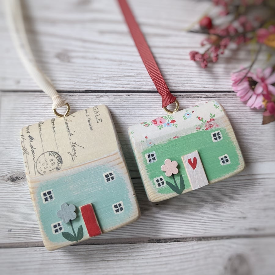 Little Spring House Hanging Decorations Set of Two