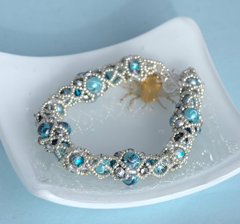 Silver and Blue Beaded Bracelet in the Perfectly Imperfect Sale