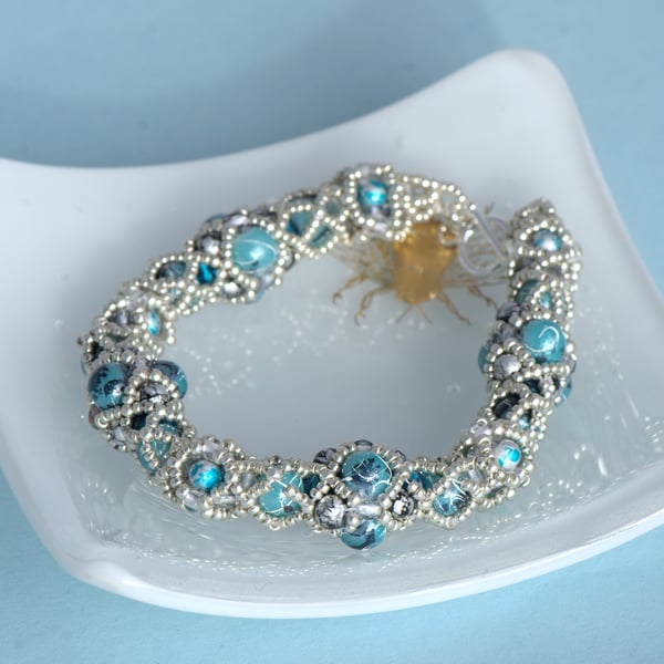 Silver and Blue Beaded Bracelet in the Perfectly Imperfect Sale