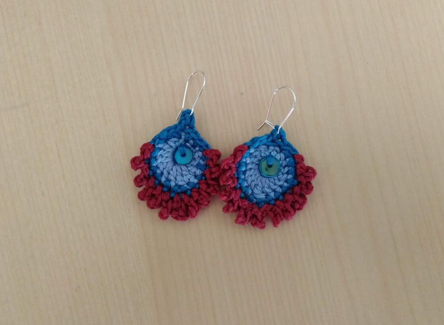 Crocheted feather earrings