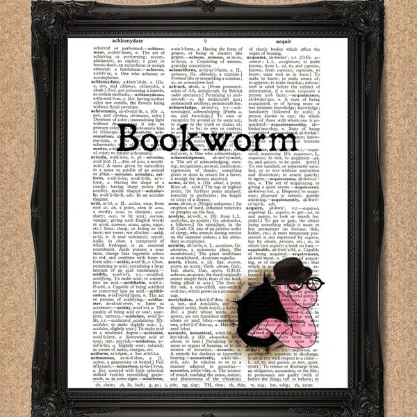 BOOKWORM DICTIONARY PRINT book lover gift A084D