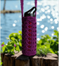 Hand Crochet Water Bottle Holder Crossbody Water Bottle Carrier - Plum