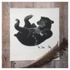 'Tummy Tickle' Sun Bear Original Lino Print 