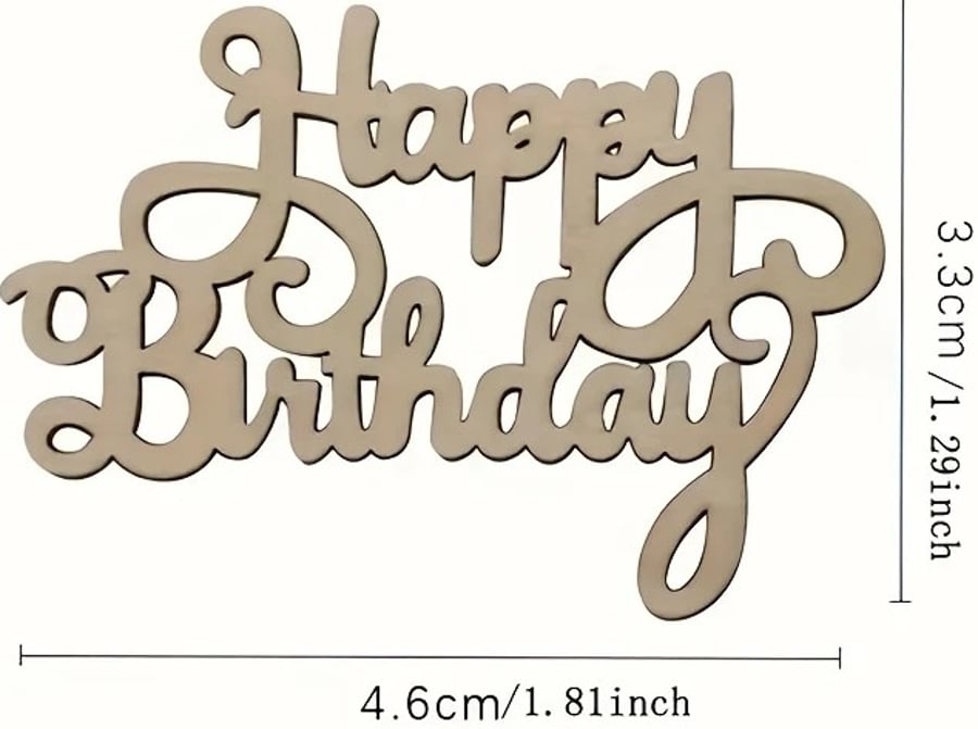 HAPPY BIRTHDAY - Wooden Crafting Pieces - Pack of 6 - 4.6cms X 3.3cms