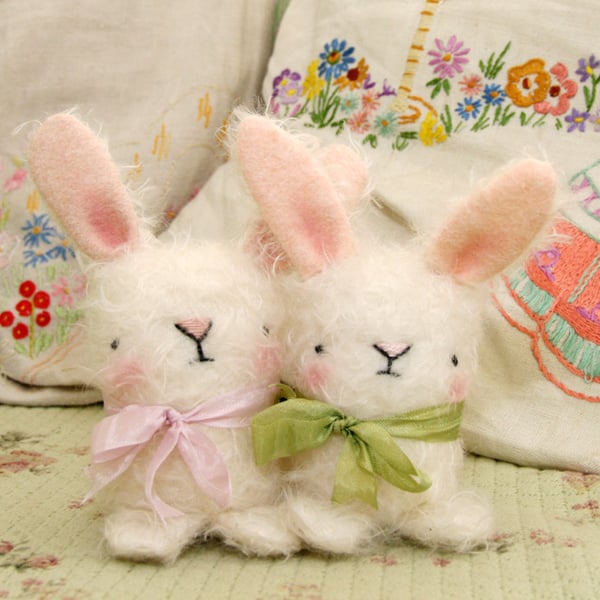 Cute white collectable mohair Easter Bunny Rabbit 