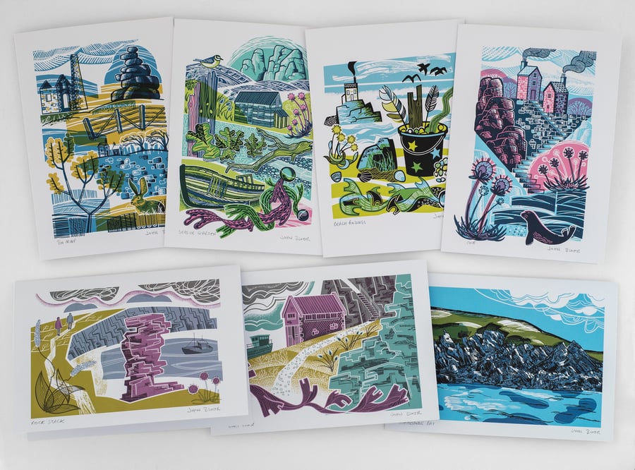 "Rocks" Coastal cards set, greetings cards, x7 cards