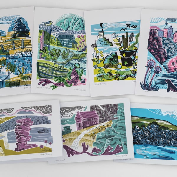 "Rocks" Coastal cards set, greetings cards, x7 cards