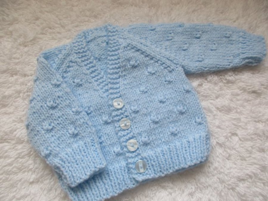 14" Newborn Boys Knots Patterned Cardigan