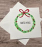 A Christmas Holly and berry wreath, hand painted watercolour Christmas card  - Image 2