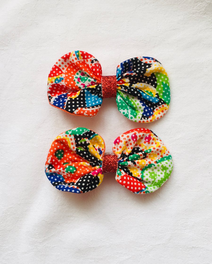 Stunning Abstract Bow Hair Clips, Colourful Hair Clips, Hair Accessories.