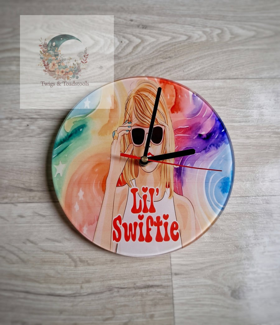Glass lil swiftie clock taylor swift 