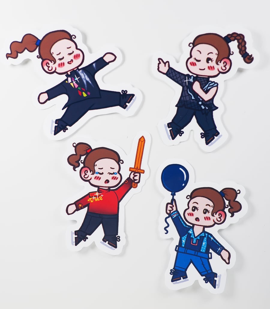 Set of Four Deniss Vasiljevs Chibi Stickers