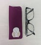 Sleepy Owl Wool Felt Glasses Case - Hand Stitched Spectacle Pouch