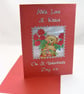 Valentine's card  (Bear & roses) With Love & Kisses on St Valentines Day xx - Image 1